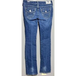 True Religion Billie Straight Leg Distressed Blue Jeans‎ Size 27 US 5